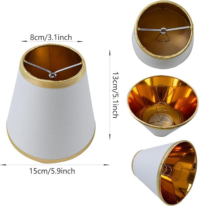 TAaMTYH small lamp shade chandelier shades set of 3，Fabric Lampshade for Wall Lamp，chandelier shades，small tadle lamps，For Cutting Edge bulbs, Clip-on Fitter Lampshade，3" X 6" X 5"