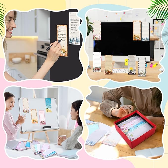 Eaasty 12 Pcs Seasonal Holiday Magnetic Notepads for Refrigerator Picture Monthly Magnetic Grocery List 9 x 3.5 Magnet Memo Pads 30 Sheets Per Pad Shopping to Do List for January to December
