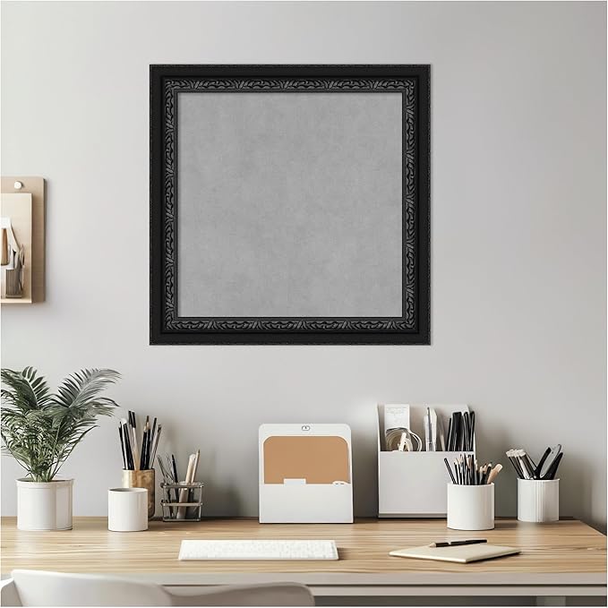 Amanti Art Black Framed Magnetic Board 20x20 Small Vision Board for use with Magnets, 100% Metal Sheet to Display Items as Office Decor or for Home Organization in mudroom, Kitchen or Kids Room