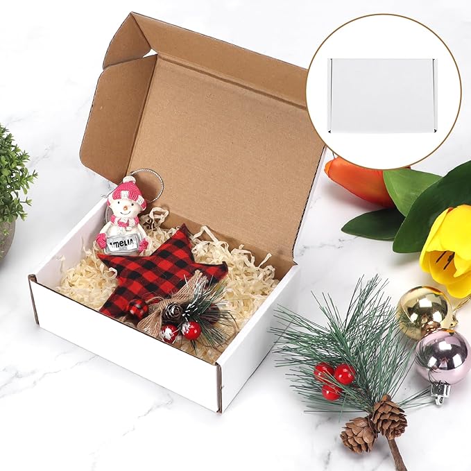 PHAREGE 6x4x2 inch Shipping Boxes Bulk 25 Pack White, Tab Lock Tuck Top Mailer Boxes for Packaging Small Business, Small Cardboard Gift Boxes for Wrapping Mailing Present