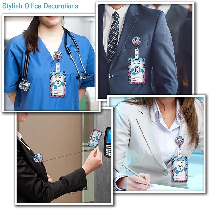 Lanyards for ID Badges Name Tags ID Card Holder, ID Badge Holder with Breakaway Lanyard, Cute Badge Reel Badge Clip Retractable, Women Teacher Nurse Student School Office Gift, Butterfly Design