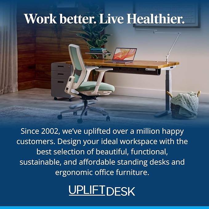 UPLIFTDESK V3 2-Leg Black Laminate Wood Standing Desk – Adjustable Height, Advanced 1-Touch Memory Keypad, Under Desk Cable Management, Wire Grommets & Rocker Board (Black C-Frame, 48 x 30 inch)
