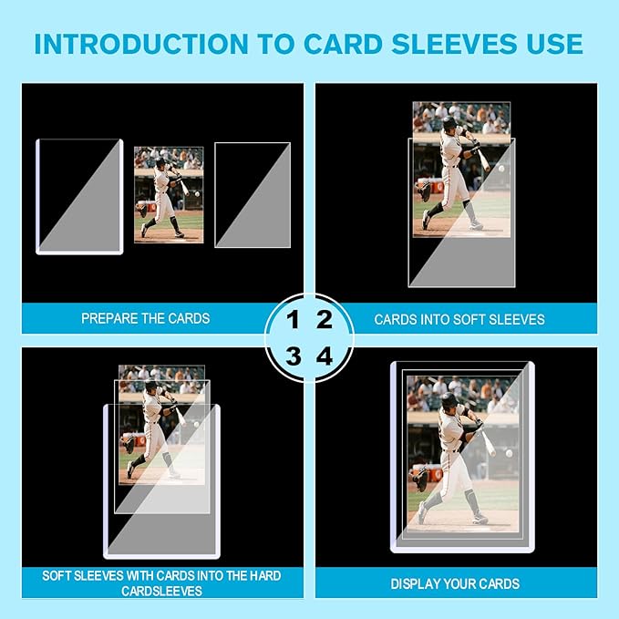 400 Card Sleeves Top Loaders for Cards - 3" x 4" Toploader, 35pt Hard Card Sleves for Trading Cards, Baseball, Sports Collectibles (200 Hard Toploaders + 200 Soft Penny Sleeves)