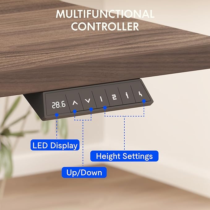 FLEXISPOT EN2 Whole-Piece Standing Desk with Clamp Power Strip, 48 x 24 Electric Stand Up Height Adjustable Desk with Cable Management (Gray Frame + 48" Black Walnut Desktop, 2 Packages)