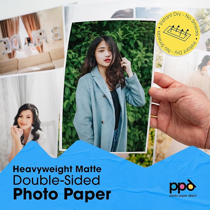 PPD 50 Sheets Inkjet Matte Double Sided Heavyweight Photo Quality Paper LTR 8.5 x 11 53lbs. 210gsm 9mil (PPD-45-50)