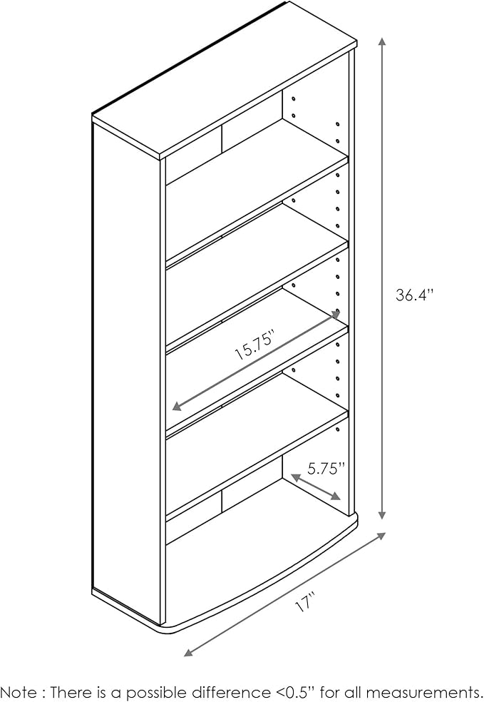 FURINNO Jaya 4-Tier Multimedia Storage Tower, Espresso