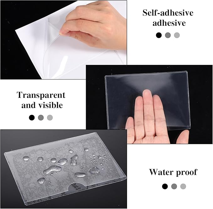 48 Pack 3" x 5" Index Card Holder Adhesive Plastic Label Holders Clear Tote Bag Labels Stickers for Organizing Storage Bins Library Card Shelves