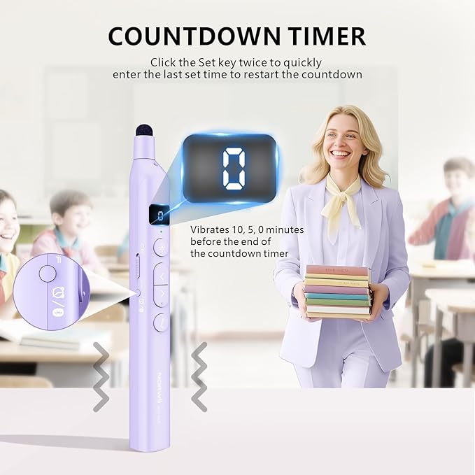 Norwii N21 Bluetooth Presentation Clicker with Telescopic Teaching Pointer, Presentation Remote with Retractable Stick for PowerPiont, Wireless Presenter, Slide Advancer - Purple