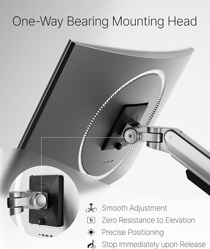monTEK Deluxe Monitor Arm up to 40 Inch Holds 26.4 lbs Curved Screens Aluminum Fully Motion Adjustable Single Monitor Stand with Clamp/Grommet Desk Mount, Quick Release Plate,75/100mm VESA, MA1008SL