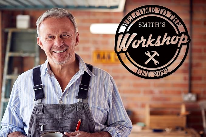 Personalized Garage Sign, Personalized Fathers Day Sign for Dad, Mechanic Workshop Sign, Metal Garage Wall Decor, Custom Garage Sign, Gift for Grandpa，garage decor for men
