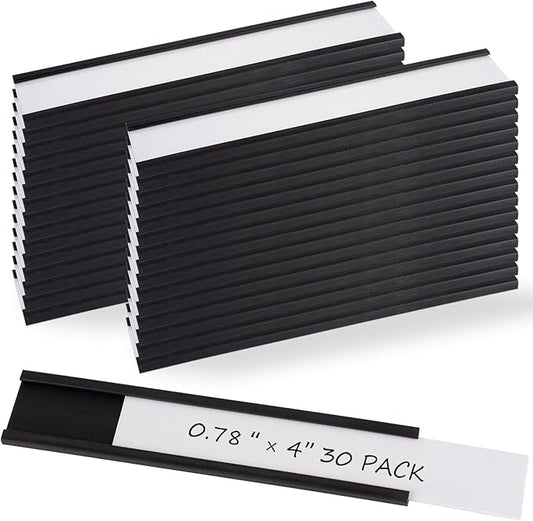 Realth C Channel Magnetic Label Holders 30 Pack 0.78" x 4" - Magnetic Name Plate for Shelving, Storage Bins, Classroom, Office, Library, Supermarket