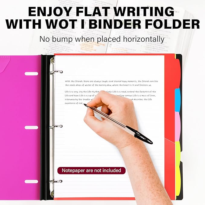 WOT I Telescoping Project Organizer, Refillable Binder with Dividers and Pockets, 13 Pocket Folders, 1 Inch 3 Ring Binder, Pink