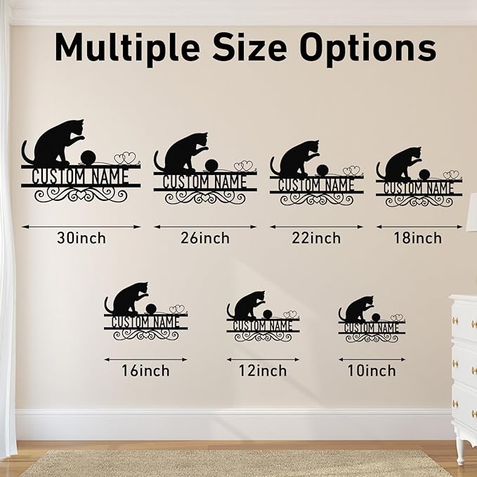 Dyoart Personalized Cat Metal Signs - Custom Funny Cat Metal Sign, Black Cat Metal Wall Art, Metal Cat Wall Decor, Last Name Sign, Cat Gifts for Cat Lovers, Home Decor for Living Room Bedroom
