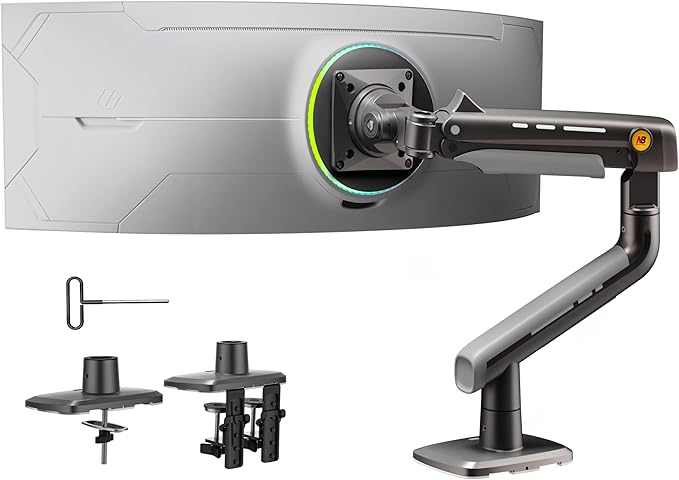 NB Ergonomic Gaming Monitor-Arm for Flat/Ultrawide/Curved Monitors 27'' to 50 inch, Heavy Duty Mount Load up to 18 kg, VESA 75/100 mm Monitor-Mount A5