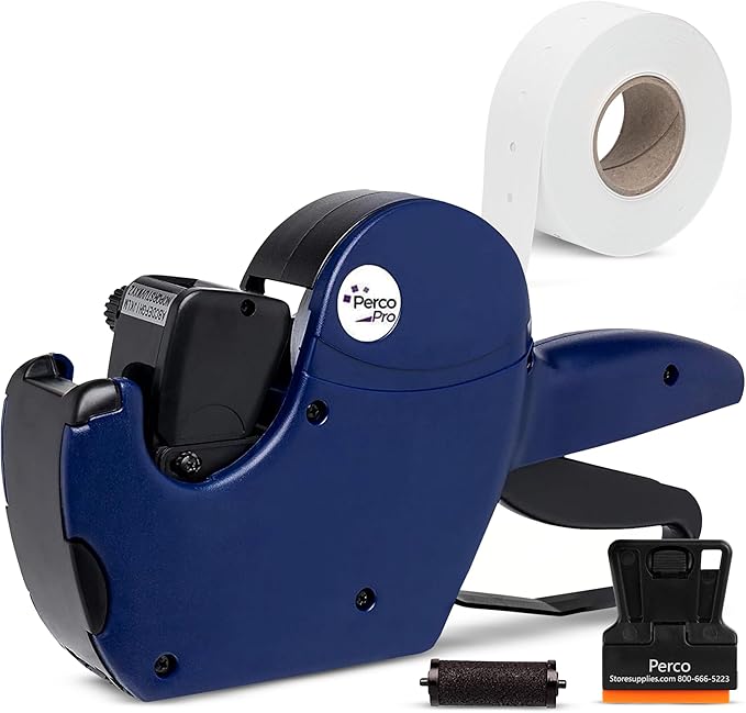 Perco Pro 1 Line Price Gun - Includes 1 Line Pricing Gun, Pre-Loaded Roll of 1,000 White Labels and Ink Roll