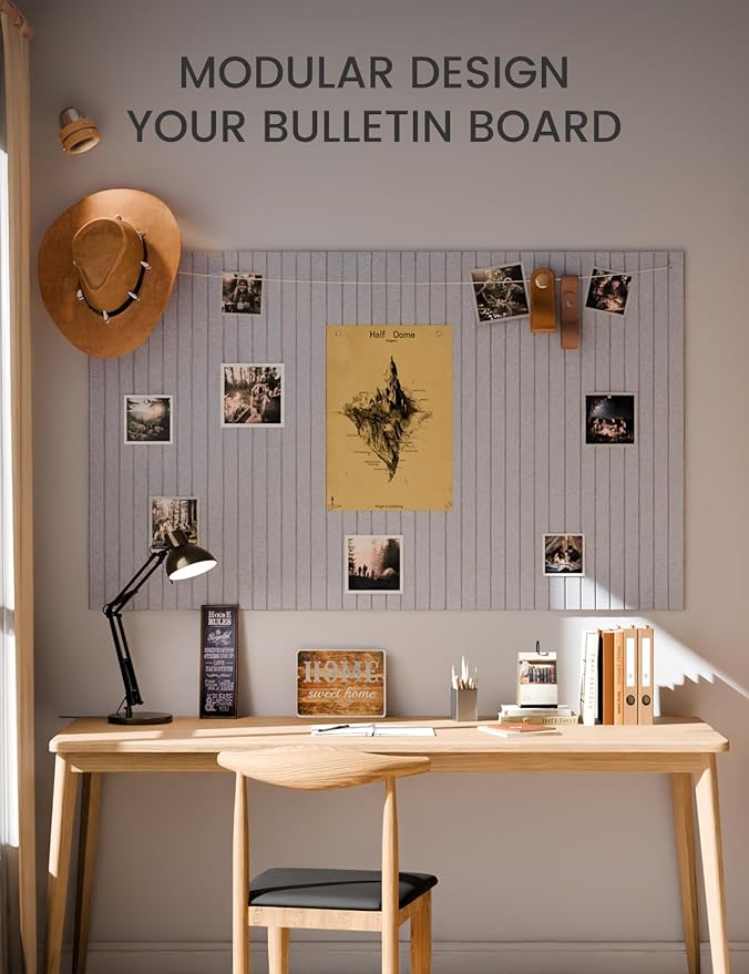 Large Felt Bulletin Board 36"x24" Cork Board Alternative - 6 Pack with 40 Safe Removable Adhesive Tabs, Cork Boards for Walls Felt Board for Home Office Classroom Pin Board-Soft Gray