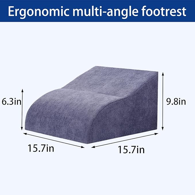 Opuvidity Foot Rest for Under Desk at Work Ergonomic Under Desk Footrest，Support Foot Pillow Double-Sided Footstool， for Office, Home & Gaming Leg Elevation Pillow Blue