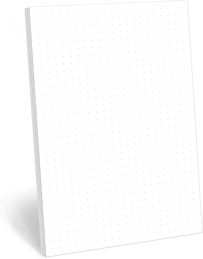 321Done Dot Grid Notepad – Dotted Graph Paper, Small (5.5x8.5) – Made in USA – 50 Sheets Dotted for Bullet Planning Journaling Thick Paper 1/4 (0.25) Dots Notes Sketching Writing Smooth White