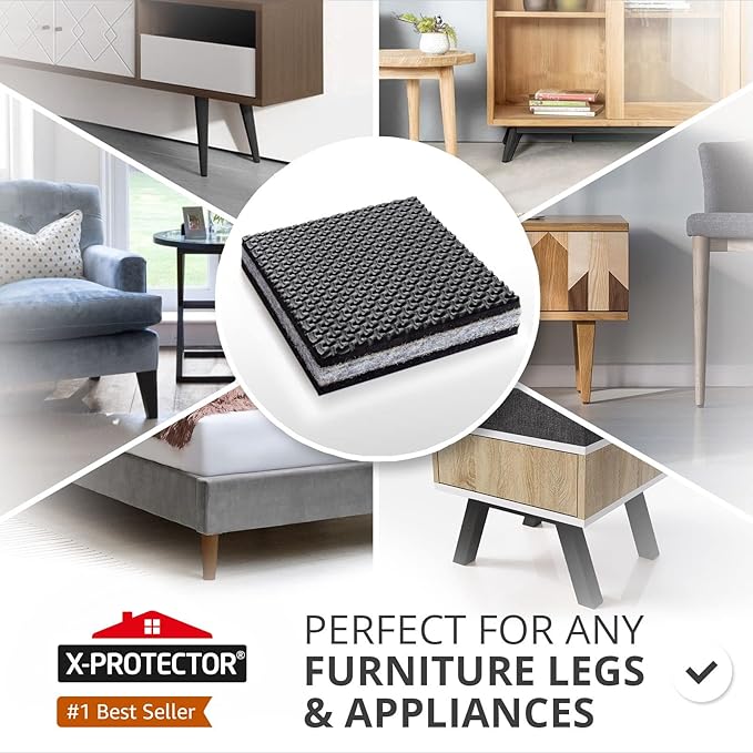 Non Slip Furniture Pads X-PROTECTOR - 8 PCS 4" - Premium Furniture Grippers! Rubber Feet Hardwood Floor Protectors for Furniture Legs - Couch Stoppers - Keep Your Furniture in Place Forever!