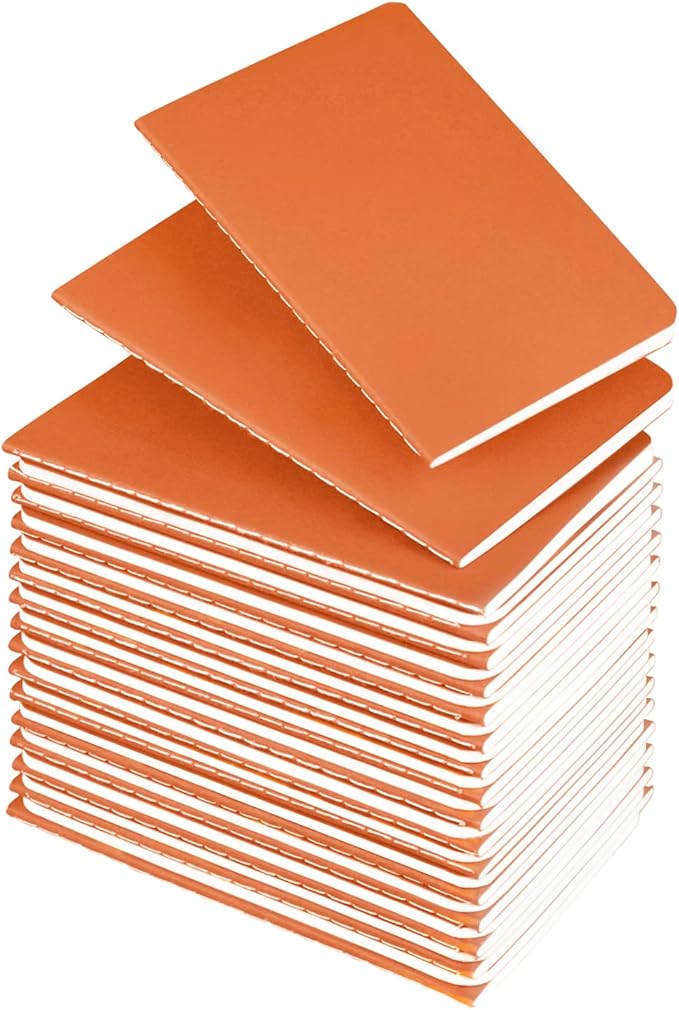 Lzerking Mini Notebooks Bulk 36 Pack Small Pocket Journal Notepads-Orange Cover for Kids 3.5 x 5.5 Inches, 30 Sheets/60 Pages, Can Be Used as Conference and Party Giveaways