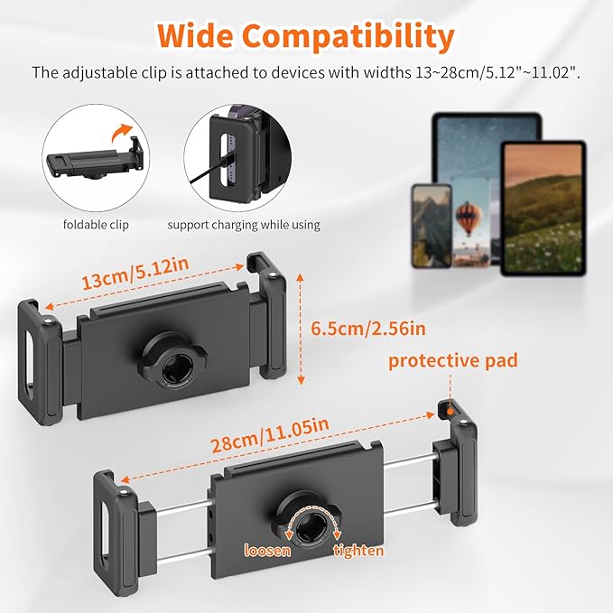 XXZU 72in Tablet Floor Stand Tripod,Tablet Stand Floor with 360° Ball Head,Height Adjustable Floor Stand Holder with Case,Tall Tripod for Phone/Music/Stream/Recording and All 4.7-13” Devices