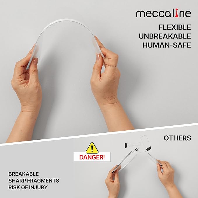 MECCALINE Monitor Memo Board 2Pcs - Flexible Clear PET Computer Screen Sticky Note Holder - Side Panel Message Organizer - Versatile Office Desk Accessories - Cool Home Office Supplies - 3.1" x 11.8"