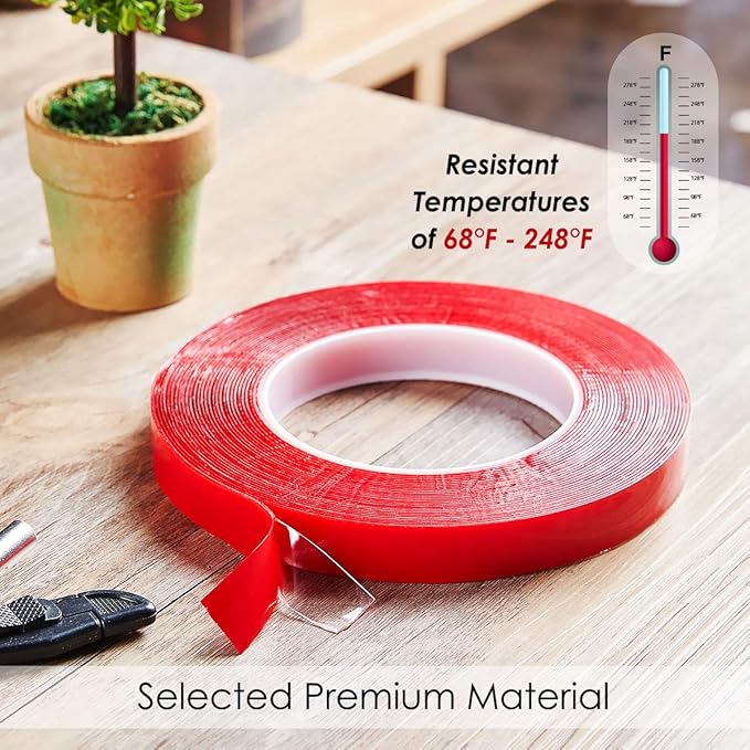 Jackwood 33 Feet Acrylic Double Sided Heavy Duty Mounting Tape (Pack of 3) Weatherproof for Outdoor & Indoor, Holds Heavy Stuff in Cold & Hot Condition, Removable & Residue-Free (0.6inch)
