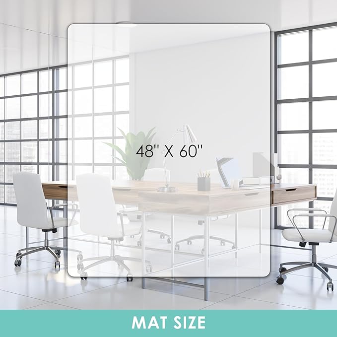 Vicwe Office Chair Mat for Hard Floor, 60"x48" Anti-Slip PVC Computer Chair Mat, Easy Glide for Chairs, Multi-Purpose Floor Protector Desk Chair Mats for Home Office