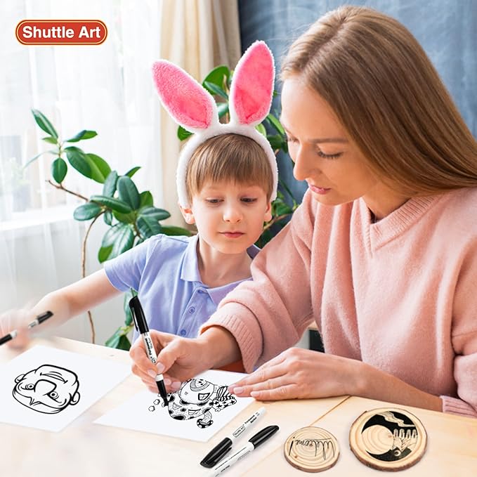 Shuttle Art Permanent Markers, 30 Pack Black Permanent Marker set,Fine Point, Works on Plastic,Wood,Stone,Metal and Glass for Doodling, Marking