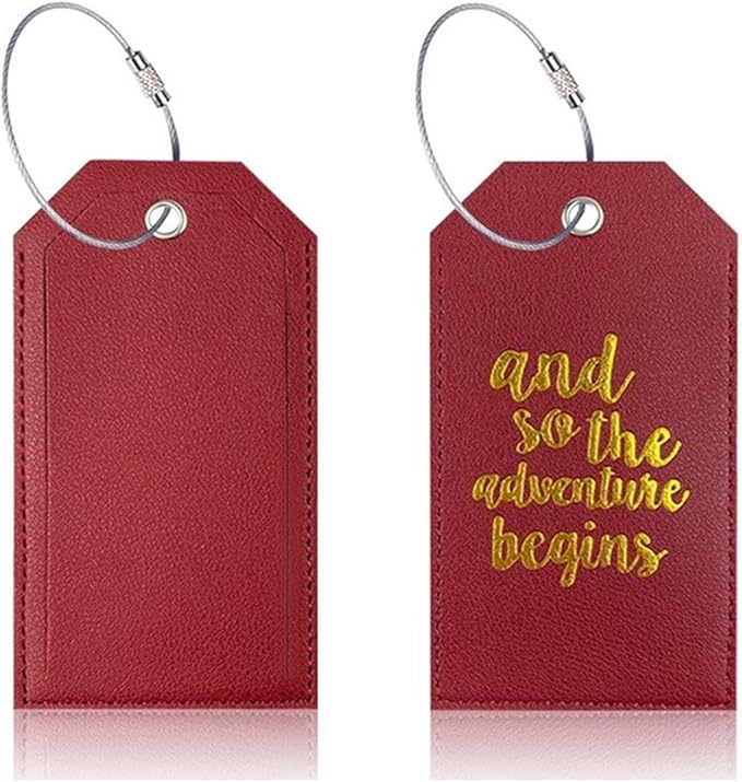 Portable Leather Travel Labels with Privacy Cover and Steel for Business Trips and Vacations Luggage Label for Travel