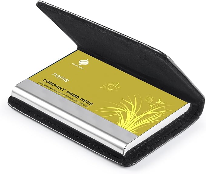 Wisdompro Business Card Holder, 2-Sided PU Leather Folio Name Card Holder Wallet Case with Magnetic Shut for Men and Women, Ultra Slim and Thin