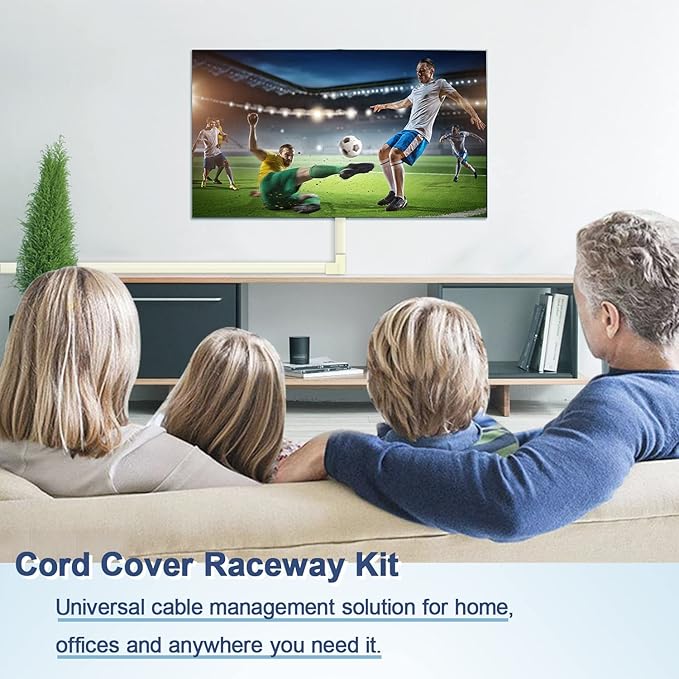 Cord Cover Wall Raceway Kit - 157" Cable Concealer, Wire Hiders for TV Wall Mounting and Wire Management, Beige