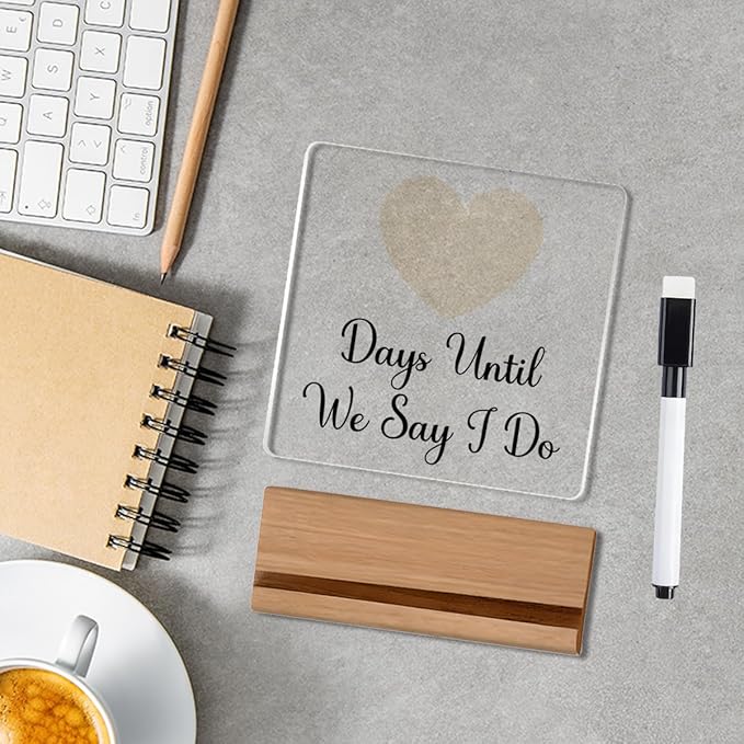 Engagement Gifts for Couples, Funny Wedding Countdown Acrylic Sign, Funny Wedding Gifts for Couples Decor for Home Party, Bride Shower Gifts Ideas A 12