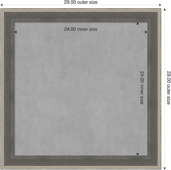 Amanti Art Grey Framed Magnetic Board 29x29 Medium Vision Board for use with Magnets, 100% Metal Sheet to Display Items as Office Decor or for Home Organization in mudroom, Kitchen or Kids Room