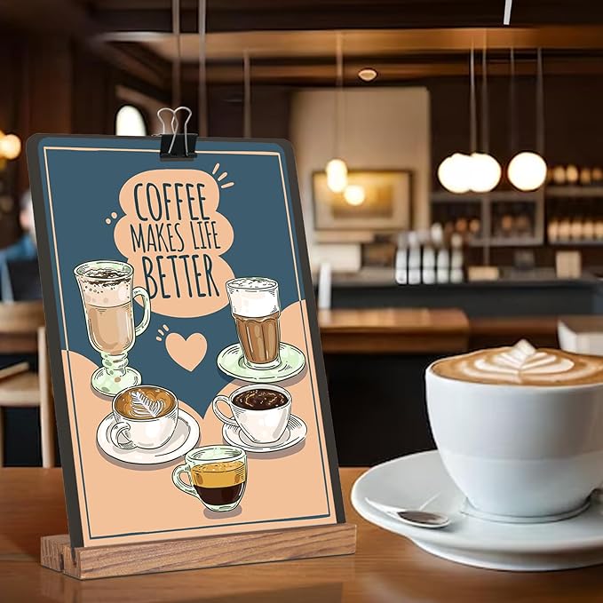 8.6x11.7 Chalkboard Signs with Base for Tabletop Decor Double Sided, Mini Chalkboard for Restaurant Food Menu, Kids Message Board, Wedding Party (1 Pack, L/T 2-Slot)