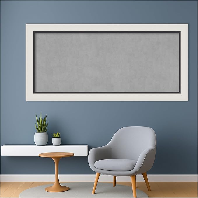 Amanti Art Silver Framed Magnetic Board 26x54 Oversize Vision Board for use with Magnets, 100% Metal Sheet to Display Items as Office Decor or for Home Organization in mudroom, Kitchen or Kids Room