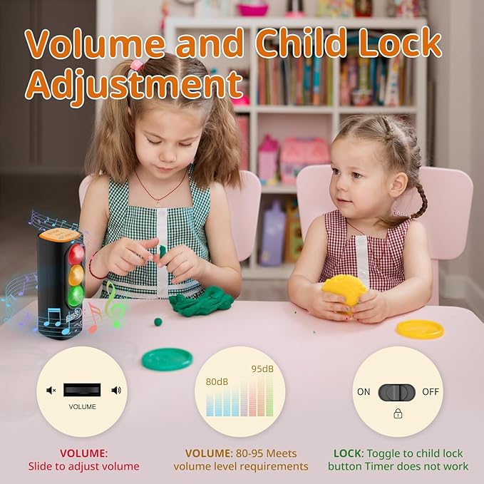 Traffic Light Visual Timer&ADHD Tool for Kids Adults Display Volume Adjustment, with 4 Ringtones for Classroom Desk Home Kitchen Game Countdown Pause Memory Function Charger Type C Included