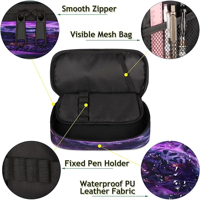 Pardick Tiger Animal Pencil Case，Big Capacity Pencil Pouch Coin Pouch Stationery Organizer For Teen School