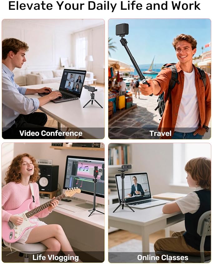 Webcam Tripod Stand for Desk, 3 Level Extendable Camera Tripod Mount for Logitech Webcam C920 C922 C922x C925e C930 C930e C615 Brio 4K NexiGo N60 and More, Camera and Phone Holder with 1/4" Thread