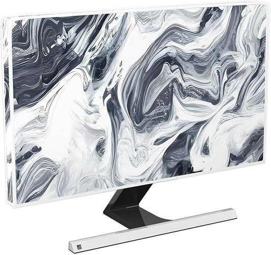 Baocicco Abstract Gray Marble Waterproof 32 Inch Anti-Static Dustproof LCD/LED/HD Dust Proof Monitor Covers for Computer Screen Abstract Modern Computer Decorations for Home Office