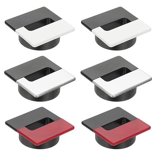 PATIKIL 2.8inch Desk Grommet, 6Pcs Cable Grommet Wire Management Cable Hole Cover Cord Organizer for Office Home Table Countertop, Black/Silver Black/Red Black/Grey