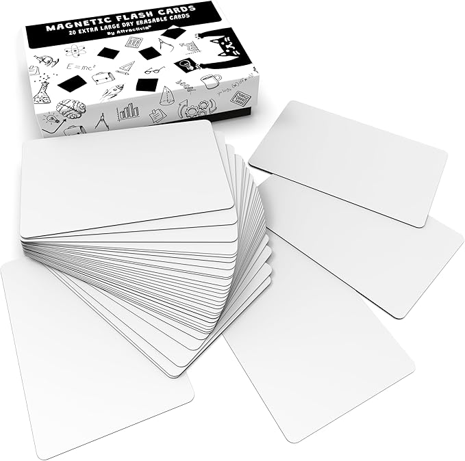 Attractivia Dry Erase Magnetic Labels 7.3 x 5.6 in, Dry Erase Magnets, 20-Pack, White Erasable Write-On All-Purpose Labels, for Office, Education, Home, Whiteboard