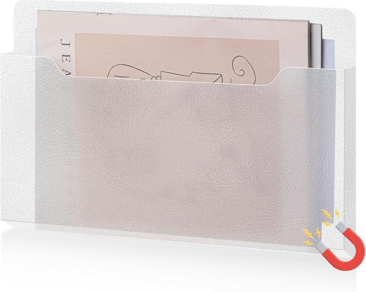 Feifeiya Magnetic Pocket File Holder Large File Folder Organizer Paper Mail Letters Holder Wall Hanging Office Supplies for Refrigerator Whiteboard Cabinets(13.8 x 8.3 Inch,Horizontal,Clear)