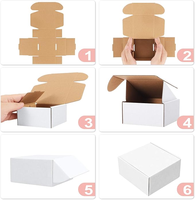 Eupako 9x6x2 Shipping Boxes Small Corrugated Cardboard Box - 25 Pack White Mailing Boxes for Packaging Small Business, Mailer Box