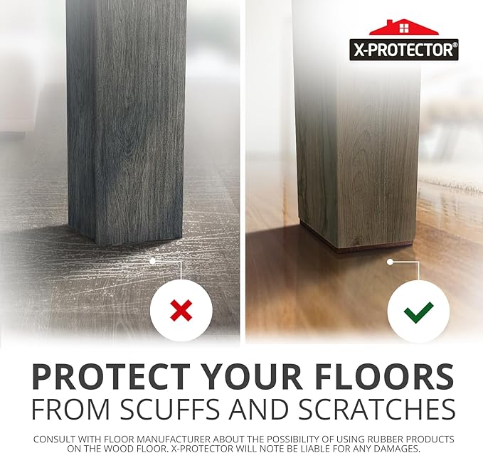 X-PROTECTOR Non Slip Furniture Pads - 8 pcs Premium Furniture Grippers 4"! Self-Adhesive Rubber Feet Furniture Feet - Ideal Non Skid Furniture Pad Floor Protectors - Keep Furniture in Place!