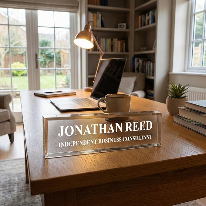 SignsByLITA Personalized Acrylic Desk Name Plate 2" x 8" - Office Desk Accessories Décor