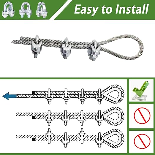 120PCS M5 Heavy Duty Wire Rope Clamps, 3/16-Inch Zinc Plated Wire Cable Clamps for Secure Connections – Boat, Tent, Clothesline, Rigging & More