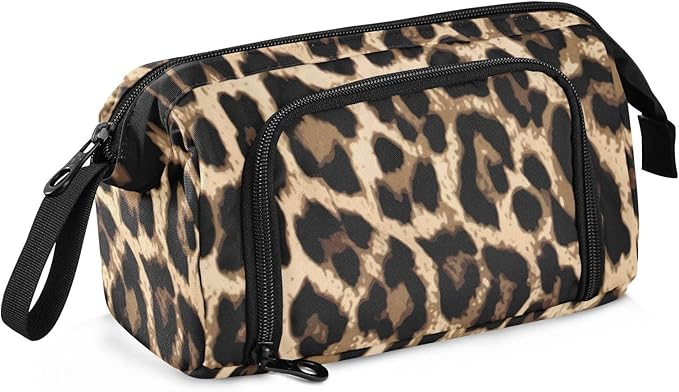 Bolaz Big Capacity Pencil Pen Case Pouch Bag School College Office Organizer for Teens Girls Adults Student-Brow-black Leopard Print