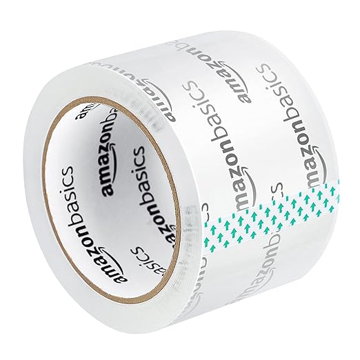 Amazon Basics Extra-Wide Packing Tape, Designed for Moving, Storage and Packing, Shipping and Mailing, Extra-Wide 2.83"W, Crystal Clear, Low Odor, 6-Pack