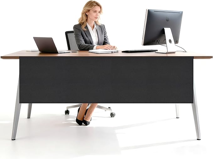 EcoBrisa Under Desk Privacy Panel Self-Adhesive Modesty Panel Stand Up Desk Modesty Panel for Home Office or Standing Workstation, Black (60" Black)